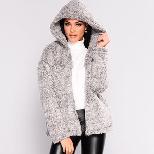 SOLD❌ Grey Faux Fur Hooded Jacket